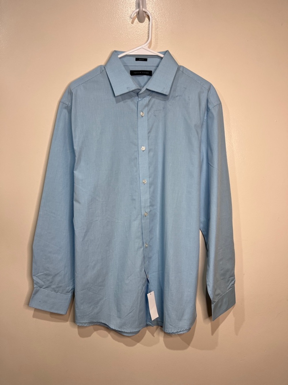 Tommy Hilfiger Dress Shirt size  16.5 32/33 Blue Slim Fit Button Up NWT